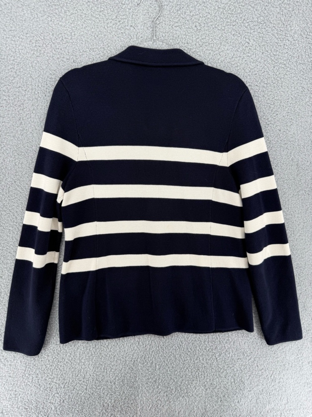 Talbots Navy and White Striped Knit Blazer Jacket - Picture 2 of 7